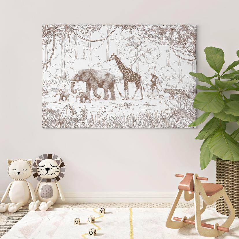 Stampa su tela Parata nella giungla con animali - Kikki Belle