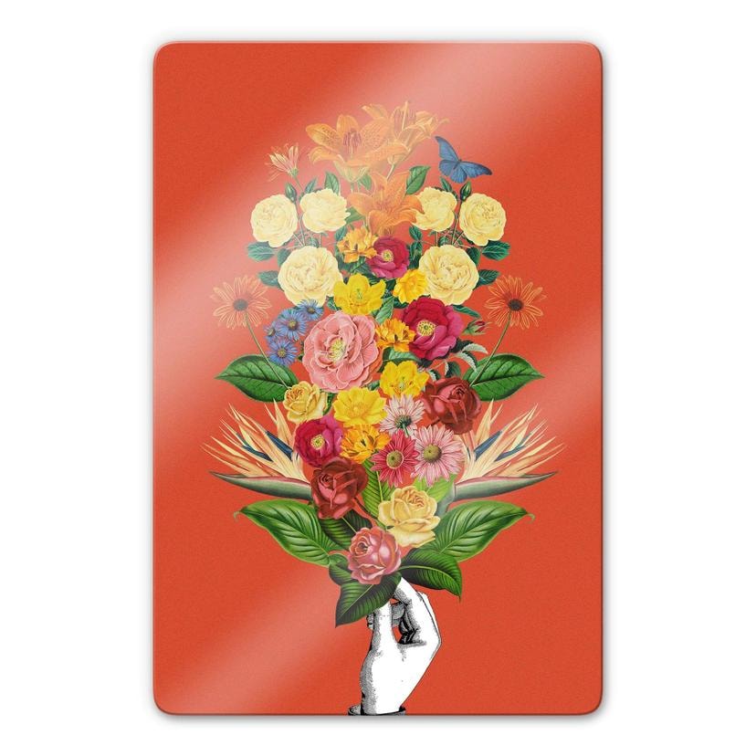 Tableau en verre Frida Floral Studio - Rouge botanique