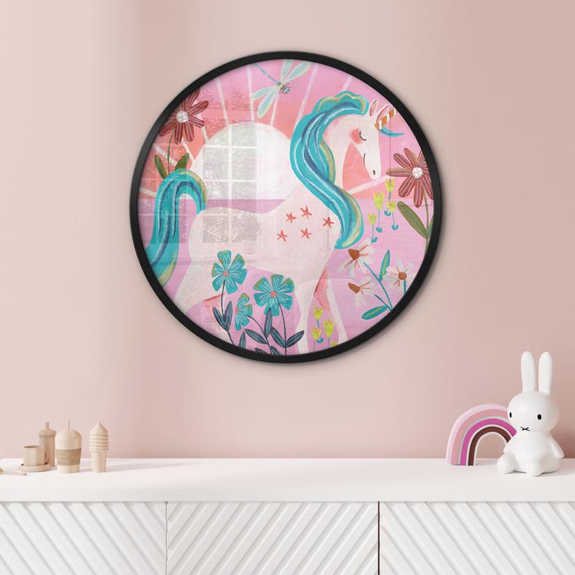 Poster Unicorno su un prato di fiori colorati - Bonne Müller