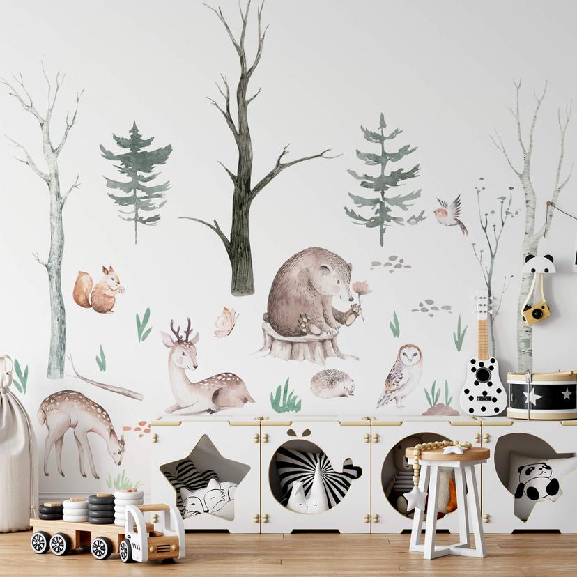 Adesivo murale Kvilis - Set foresta (10 pz.) - 120x120