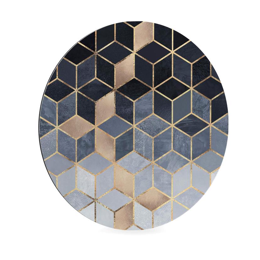 Alu-dibond tondo Fredriksson - Geometrie blu