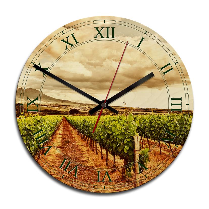 Horloge murale en bois - Vignes dans les montagnes