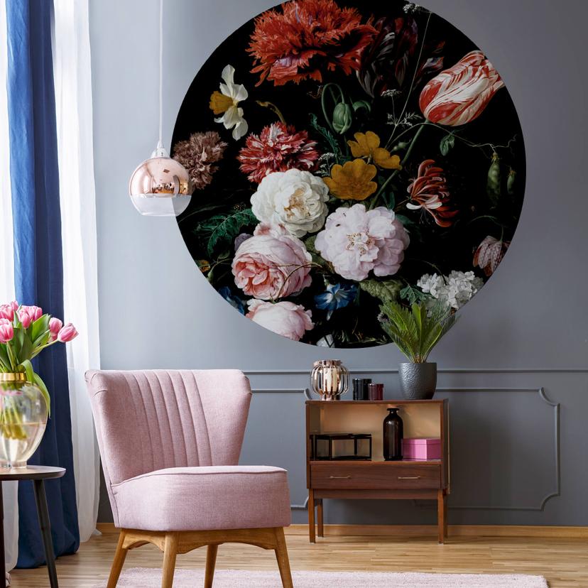 Fototapet - Heem - Stilleben med blomster - Rund - vliesetapet/selvklæbende non-woven tapet