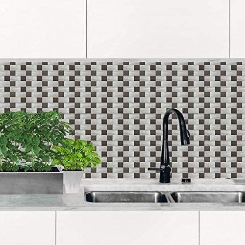 azulejos Adhesivos 3D patrón de mosaico de metal - 30,5 x 30,5 cm