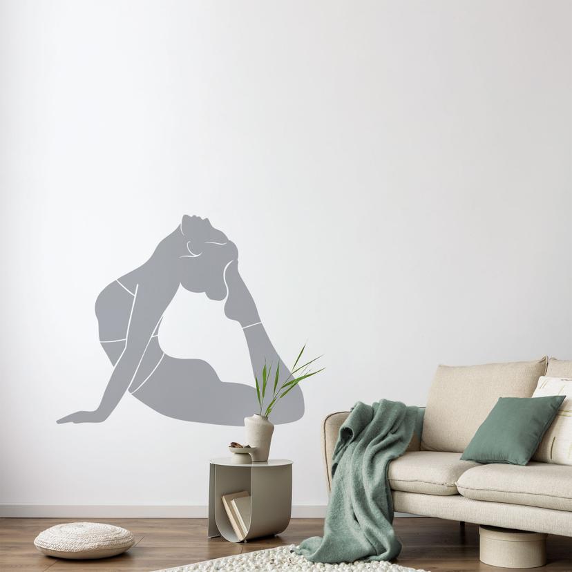 Adesivo murale yoga re cobra silhouette monocromatica