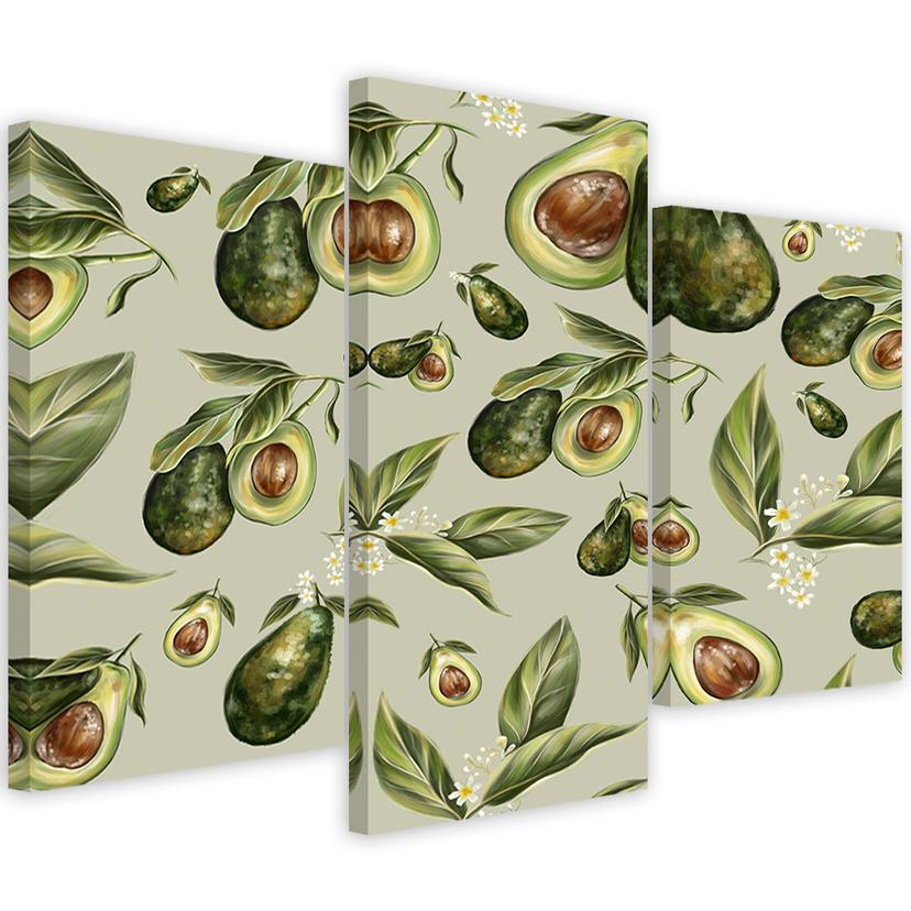 Lærredstryk 3 dele, halve avocado