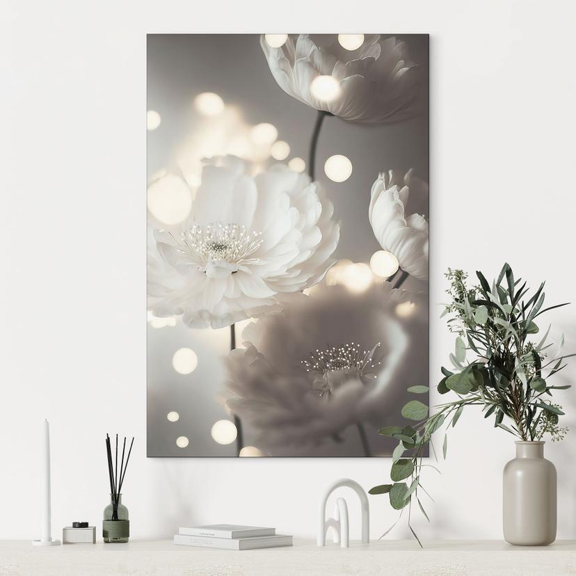 Stampe per pareti Fiori bianchi in un mare di luce - Treechild - Alluminio dibond