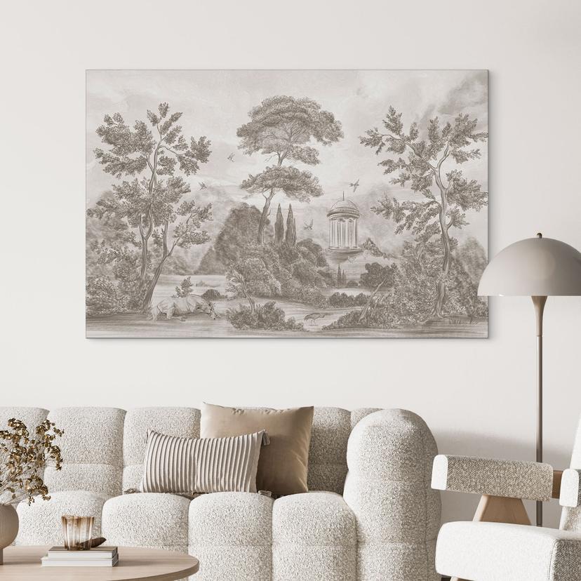 Wandbild Landschaft mit Gartenlandschaft in Beige - Ms Tiff - Alu-Dibond