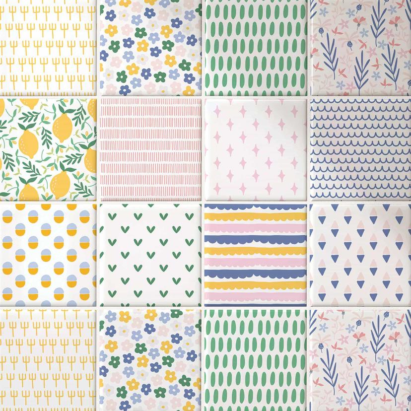 Azulejos Adhesivos Colorida variedad de verano - set de 12