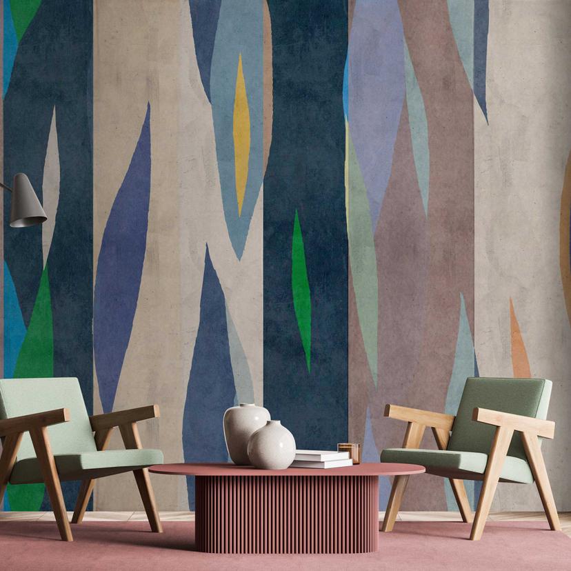 Abstrakt kunsttapet med farvespil - moderne non-woven tapet