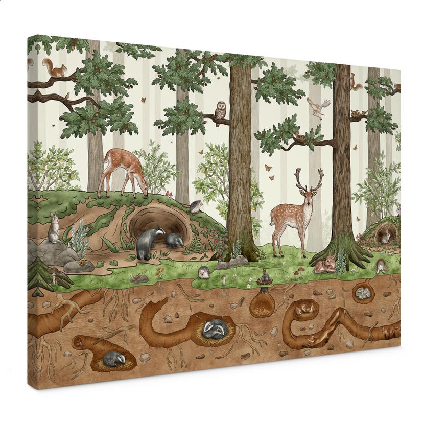 Canvasbillede skjult objekt skovens dyr - Kikki Belle