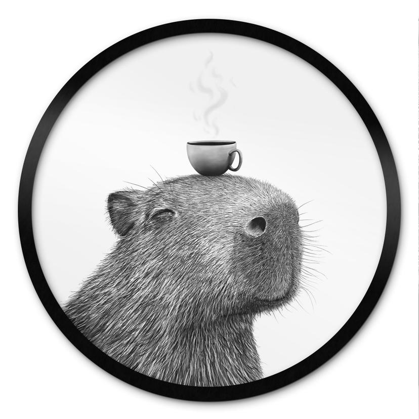 Poster Capybara Matin Café - Korenkova - Rond
