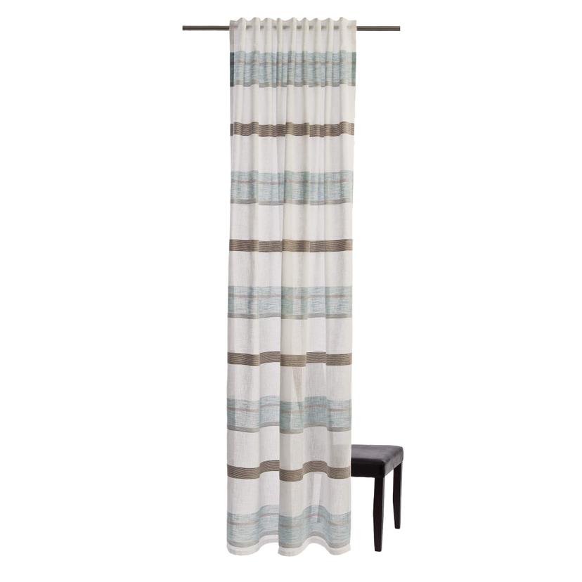 Homing Vorhang Lea mit verdeckter Schlaufe weiß, braun, blau -  2,45x1,40 m