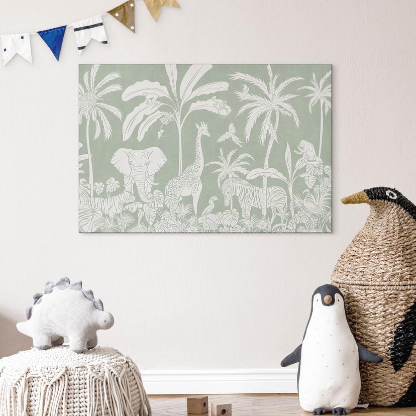 Stampe per pareti con animali della giungla in verde tropicale - Kikki Belle - Alluminio dibond