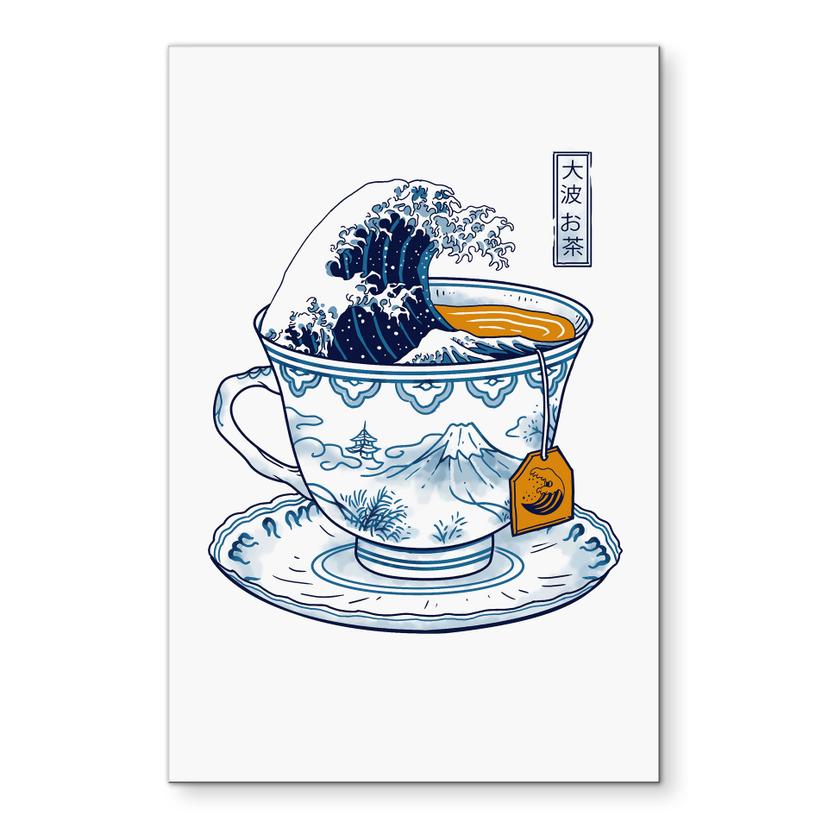 Wandbild Grosse Welle Tee im Hokusai-Stil - Trinidad - Alu-Dibond