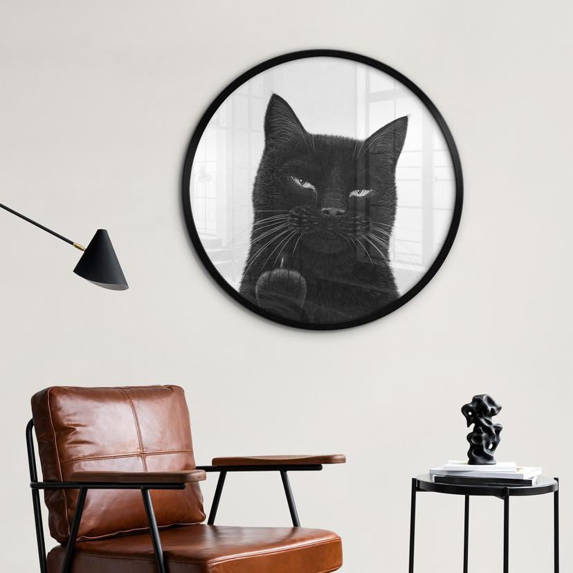 Poster Brutale zwarte kat - Korenkova - Rond