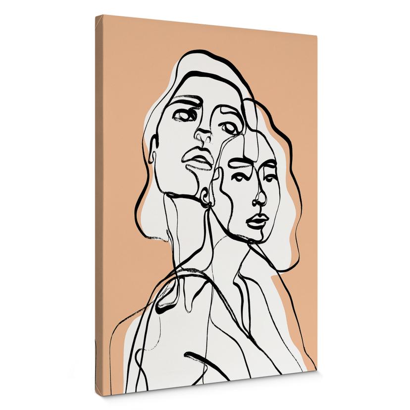 Lærredsprint - Line Art-portræt af to kvinder - Treechild
