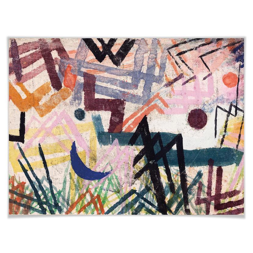 Poster Klee - Gioco delle forze in un paesaggio del fiume Lech