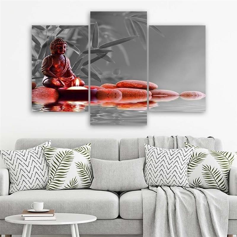 Stampa su tela 3 pezzi, Buddha Feng Shui Religion