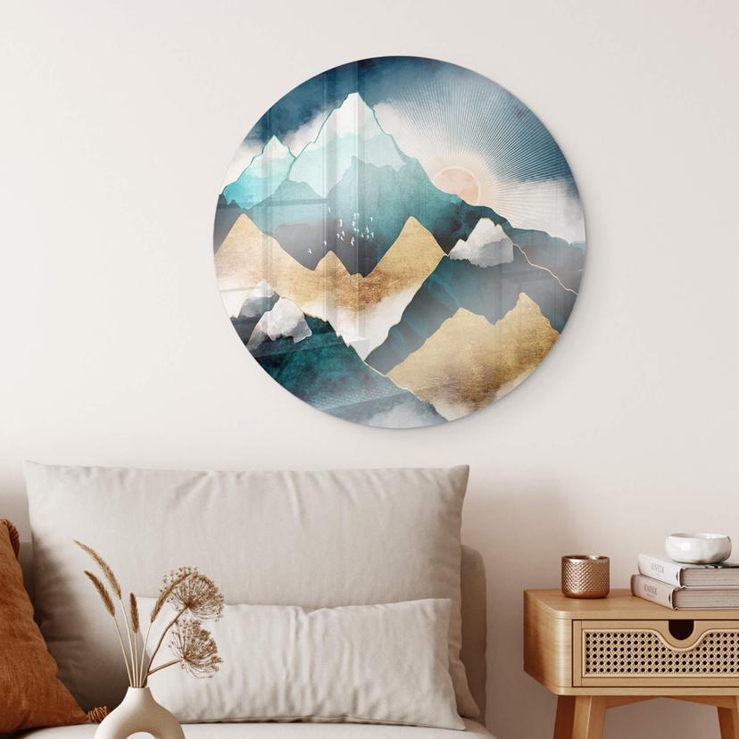 Glasbild SpaceFrog Designs - Tagesanbruch - Rund