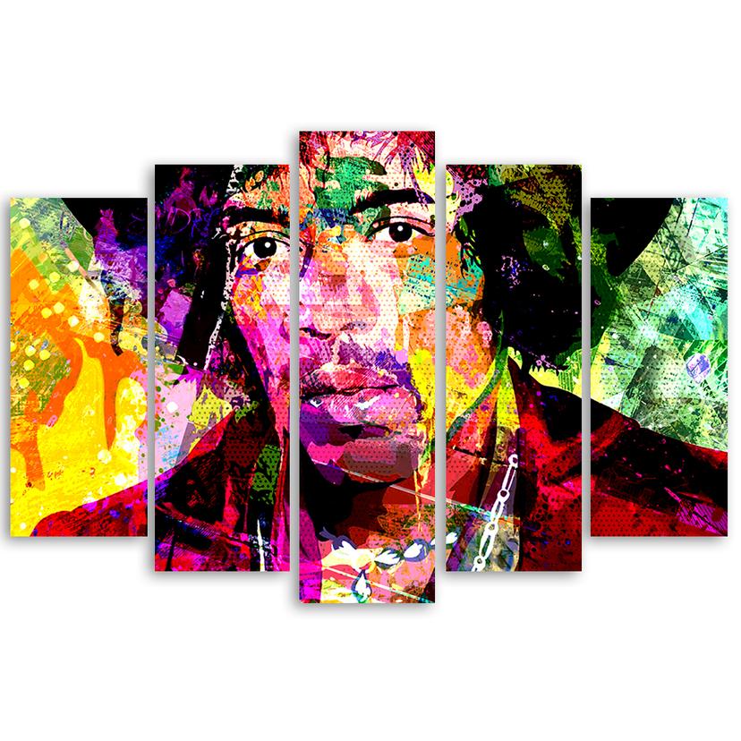 Stampa su tela 5 pezzi, musica di Jimmy Hendrix