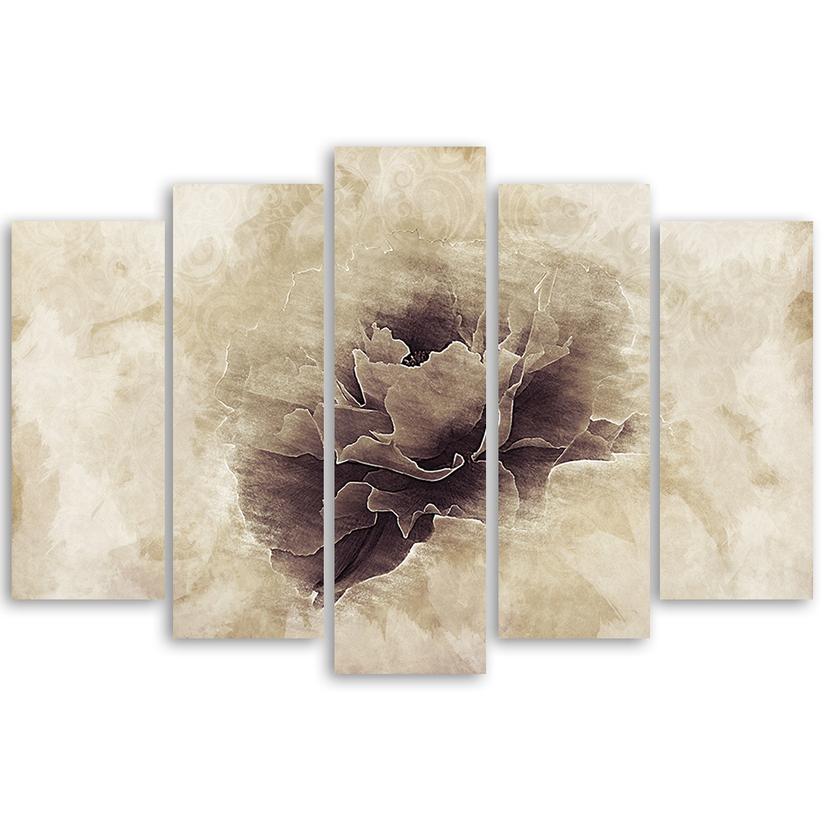 Stampa su tela 5 pezzi, Rose Flower Vintage Beige