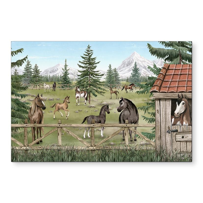 Wanddecoratie Paardenwei in het Natuurpark - Oliver Robins - Alu-Dibond