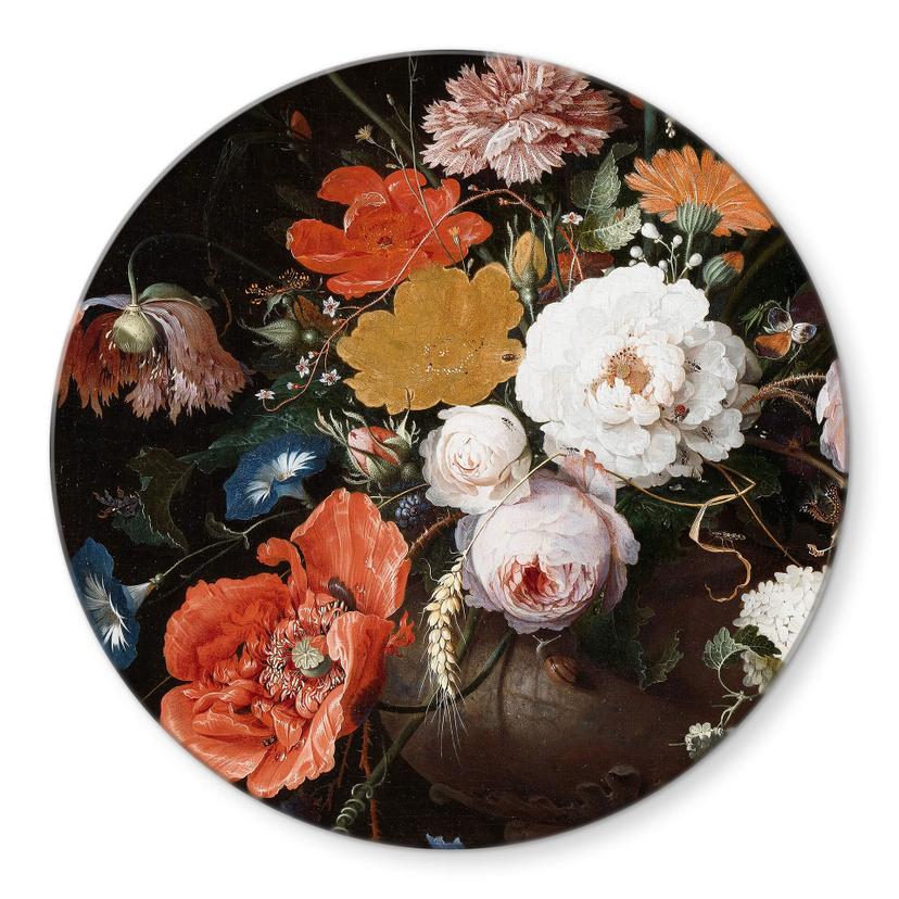 Wandcirkel Glas - Mignon - Stilleven met Bloemen