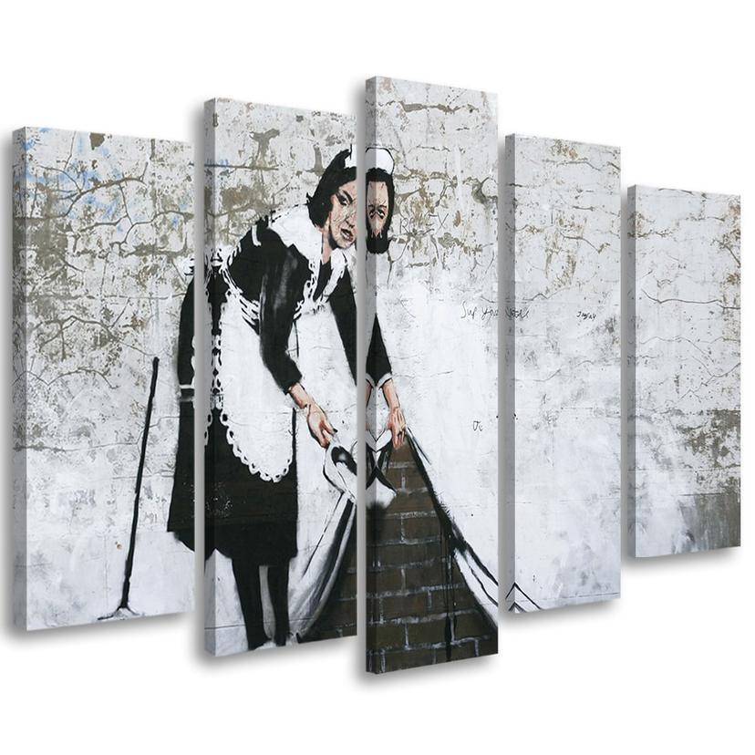 Lærredstryk 5 stykker, Banksy Maid Street Art