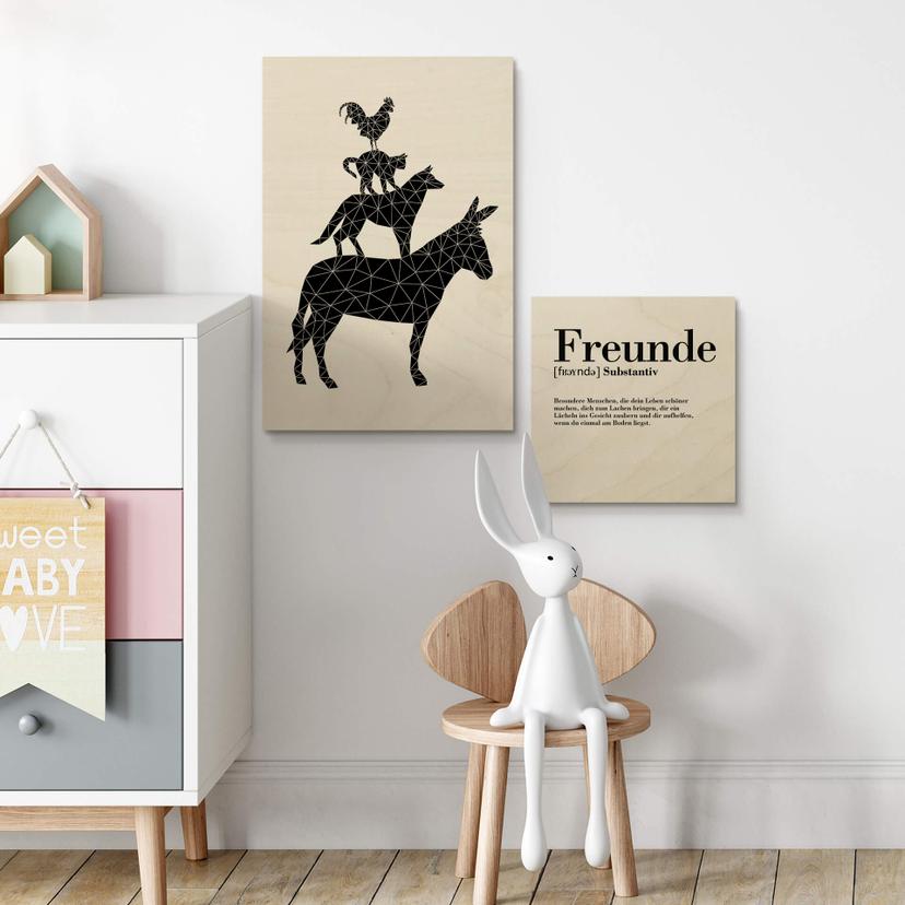 Holzbild Nouveauprints - Geometric Bremer Stadtmusikanten