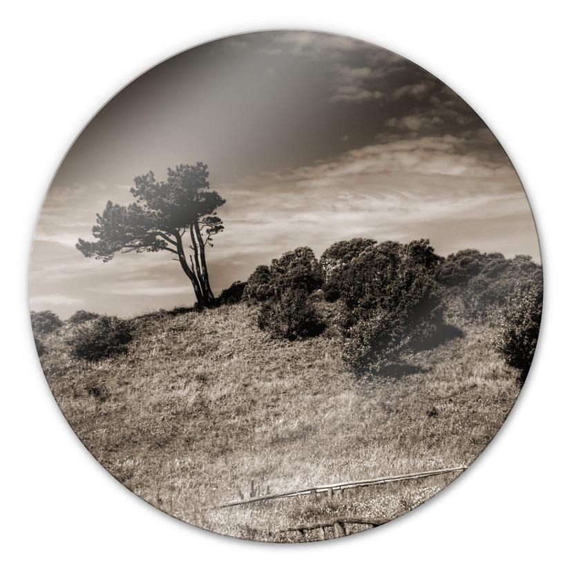 Tableau en verre - Paysage de Hiddensee - rond