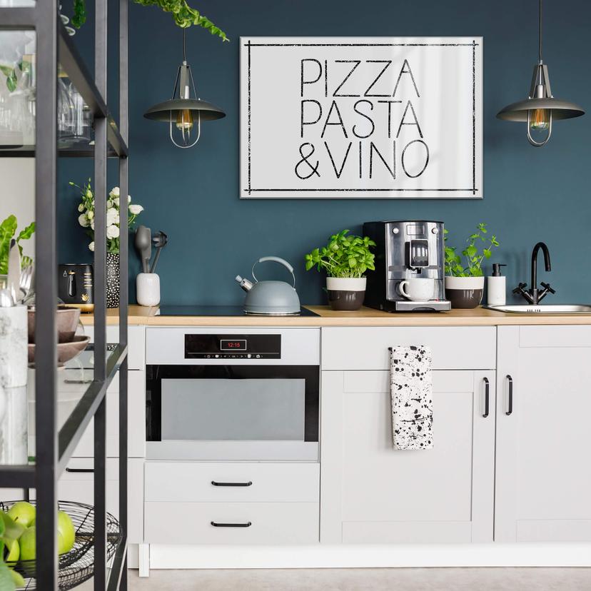 Stampa su vetro acrilico Pizza Pasta & Vino