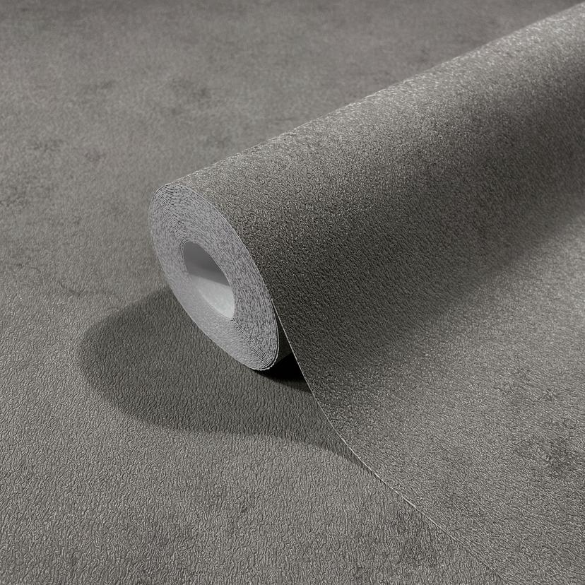 Non-woven tapet i modern gipslook med brun struktur