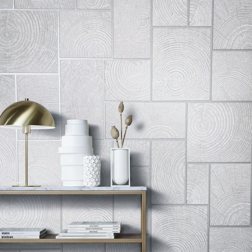 Tekstureret tapet, non-woven tapet Natural Opulence hvid, grå