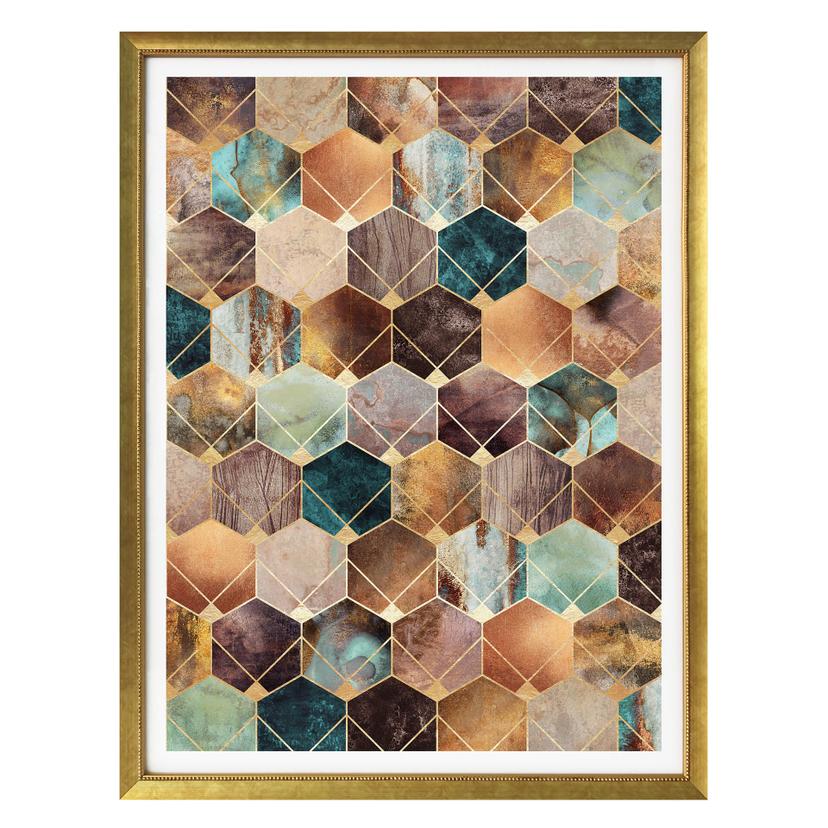 Frederiksson Plakat - Gold & Copper Hexagons