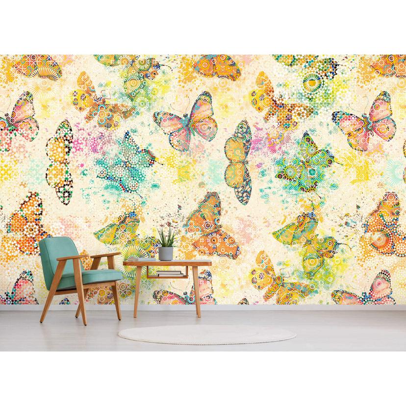 Livingwalls Fototapet Walls by Patel Mosaic Butterflies 1