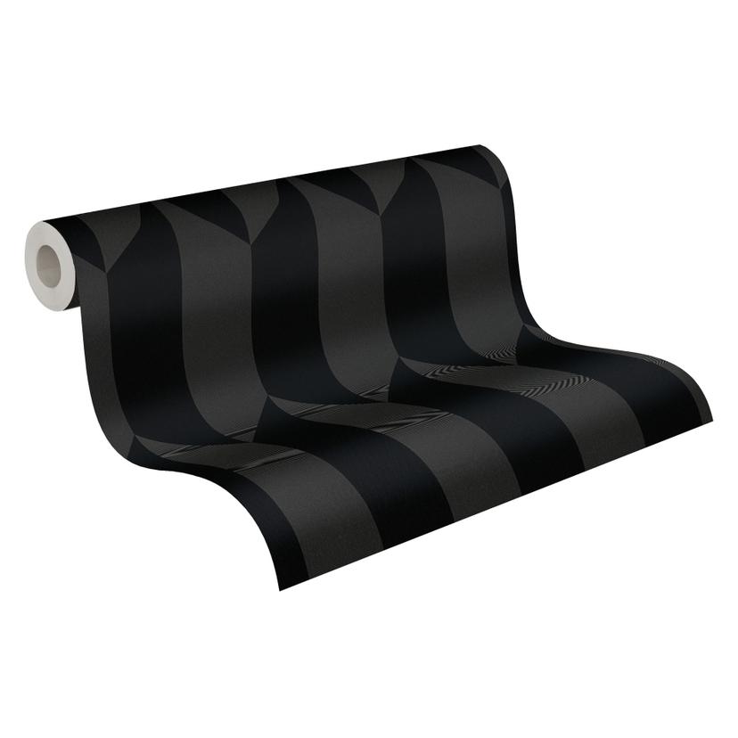 Carta da parati 3D COSMOPOLITAN nera metallizzata - Carta da parati in tessuto non tessuto di lusso