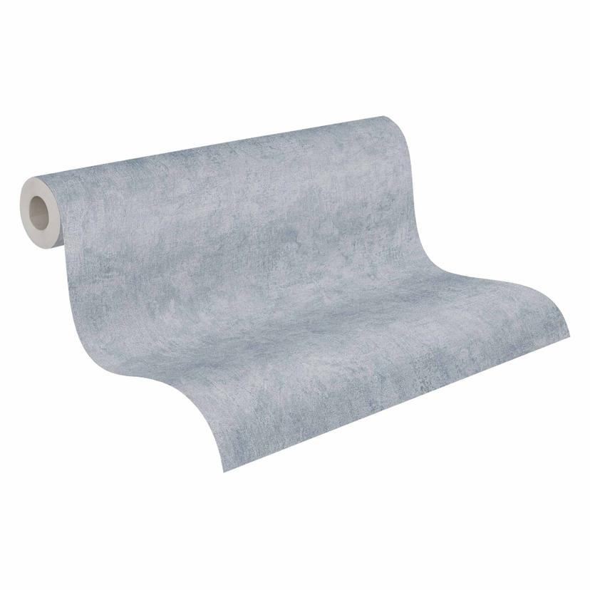 Papel pintado aspecto hormigón azul claro gris - Papel pintado no tejido moderno en aspecto escayola