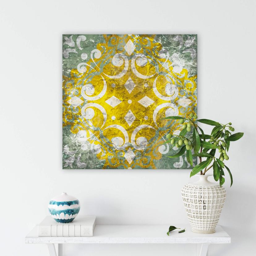 Vintage prydnad på canvas - Fyrkantig