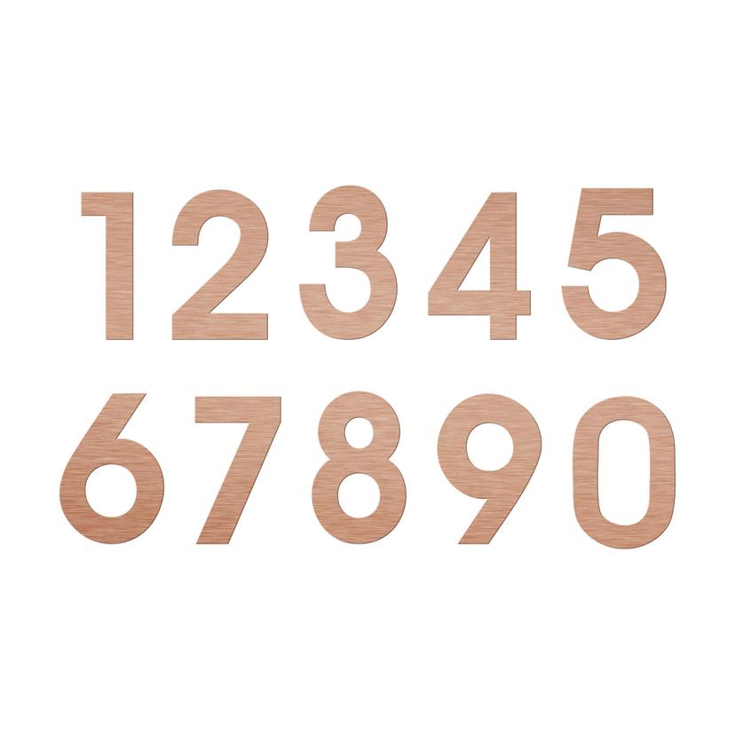 Numéros Alu-Dibond - numéros de maison modernes - effet cuivre