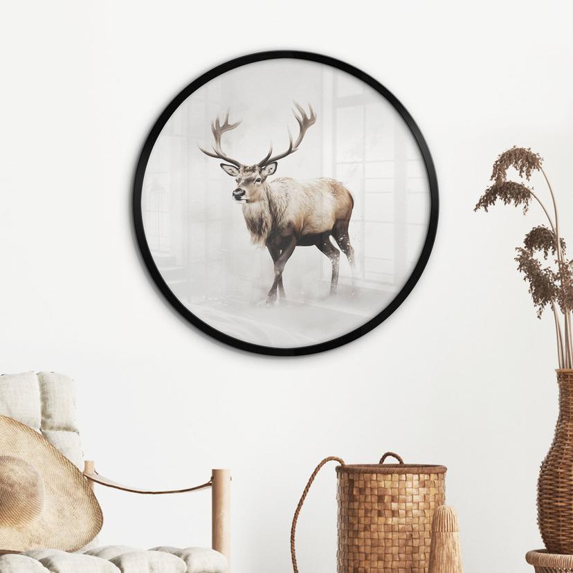 Poster cervo in inverno bianco - Magnusson - Rotonda