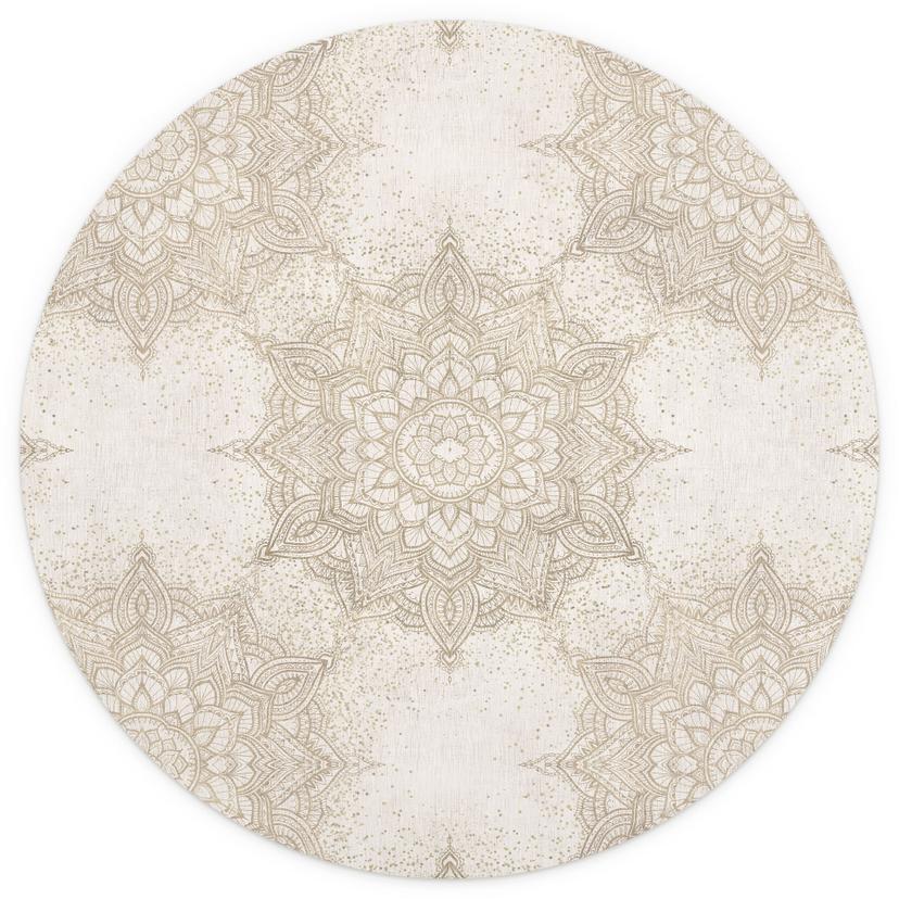 Elegante carta da parati mandala in oro sabbia - Bloomery Decor - Rotondo - autoadesivo/non tessuto