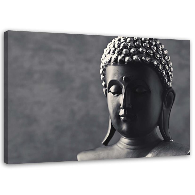 Canvasbillede, Buddha på grå baggrund