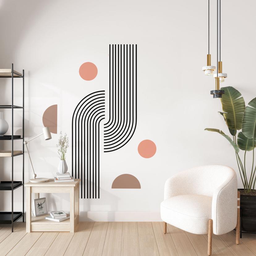 Wallsticker geometri af linjer og cirkler