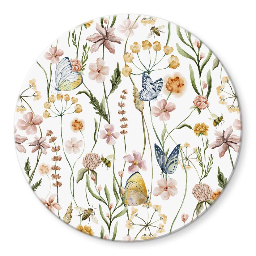 Glaskunst Forårseng med sommerfugle - UN Designs