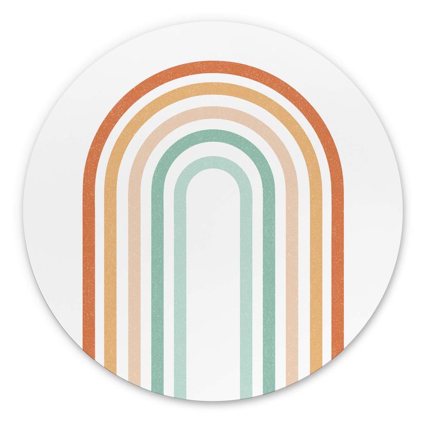 Vægcirkel Boho Rainbow – print på aluminium (Alu-Dibond)
