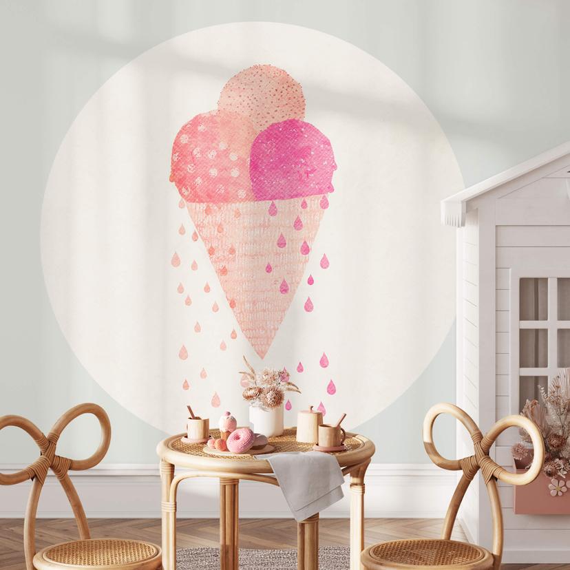 Tapet cirkel Treechild - Ice Cream in Summer - vliesetapet/selvklæbende non-woven tapet
