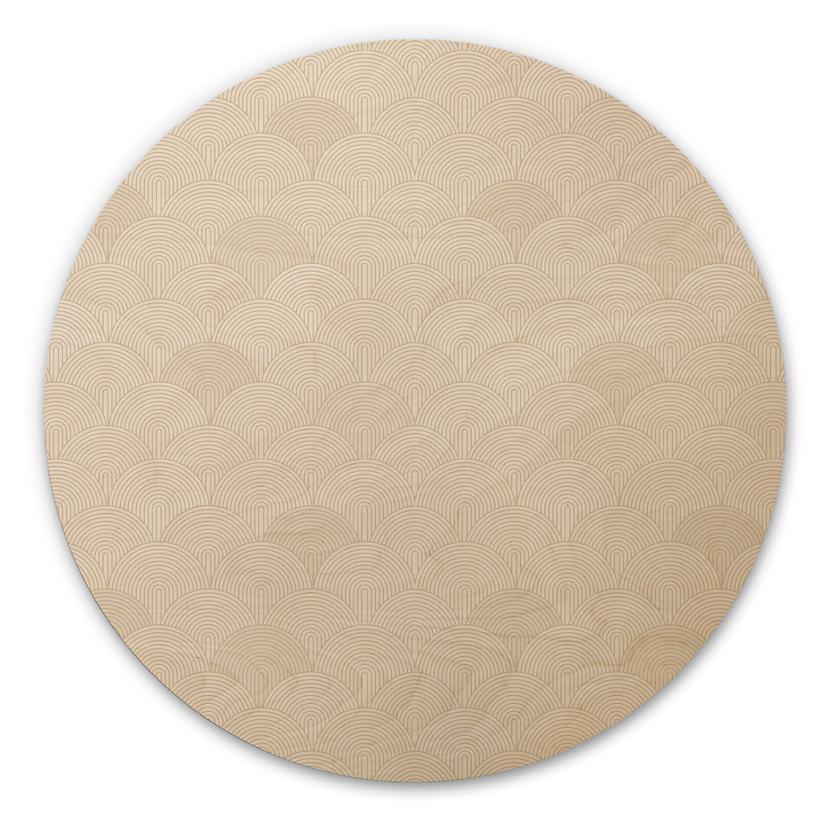 Tableau sur bois Demi-cercles abstraits en beige doux - Bloomery Decor - Rond