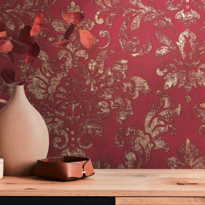 A.S. Création Papier peint Intissé Neue Bude 2.0 Edition 2 baroque glamour rouge, métallique