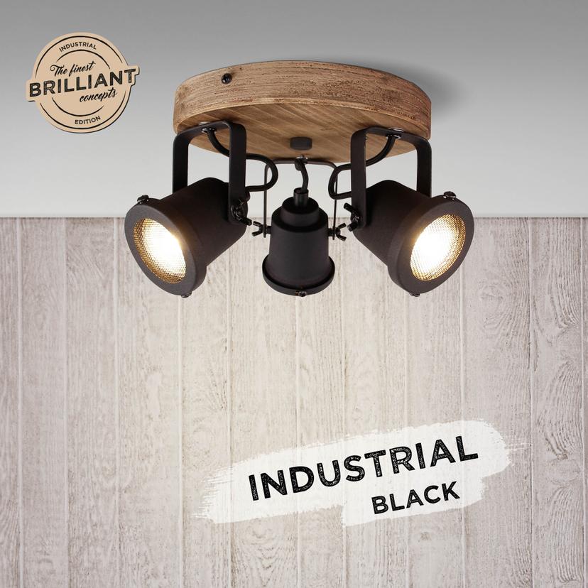 Spotrondell Jesse, braun, 26 x 13 cm, Holz Innenleuchte